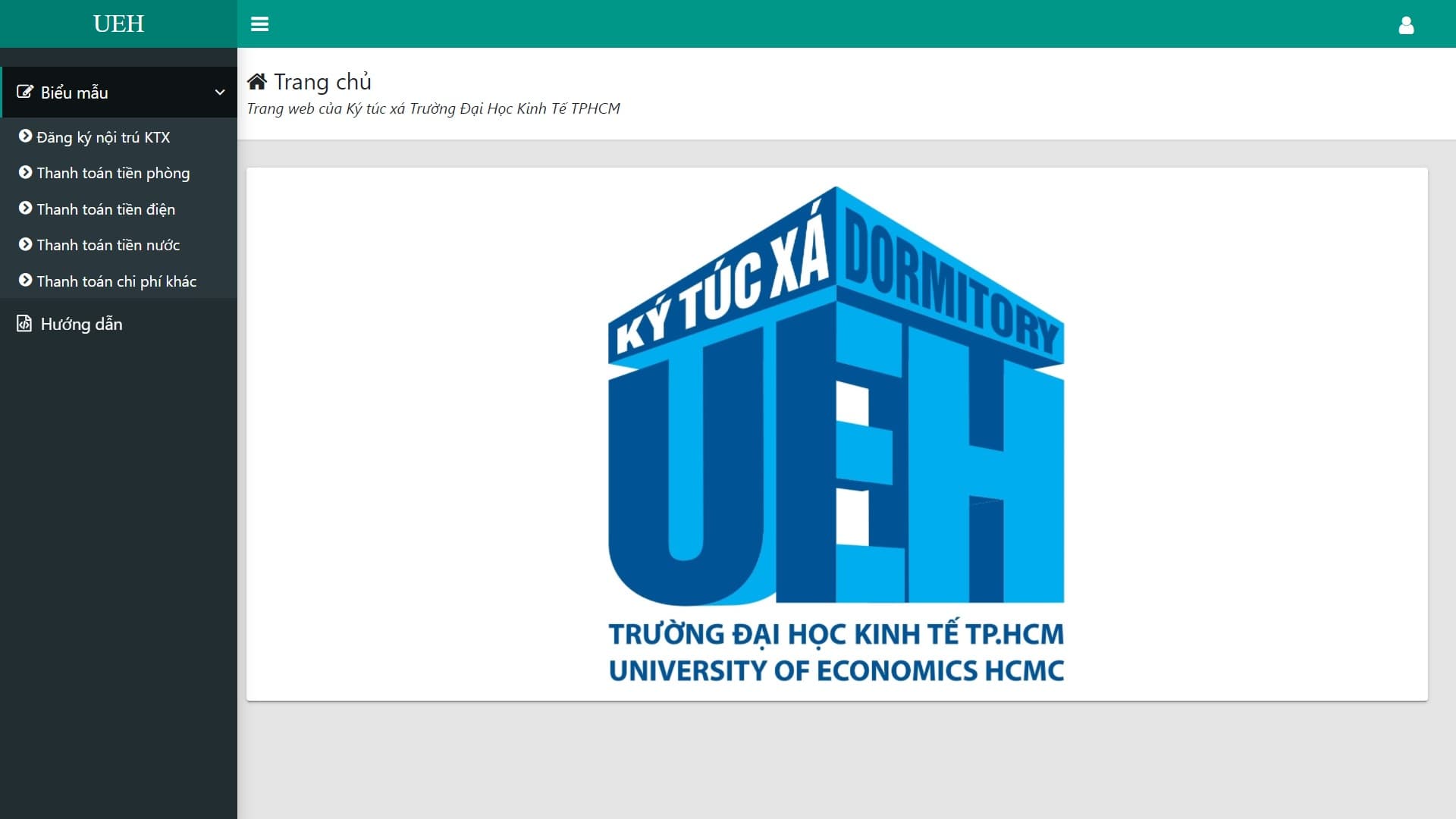 Screenshot of UEH Domitories Management Website